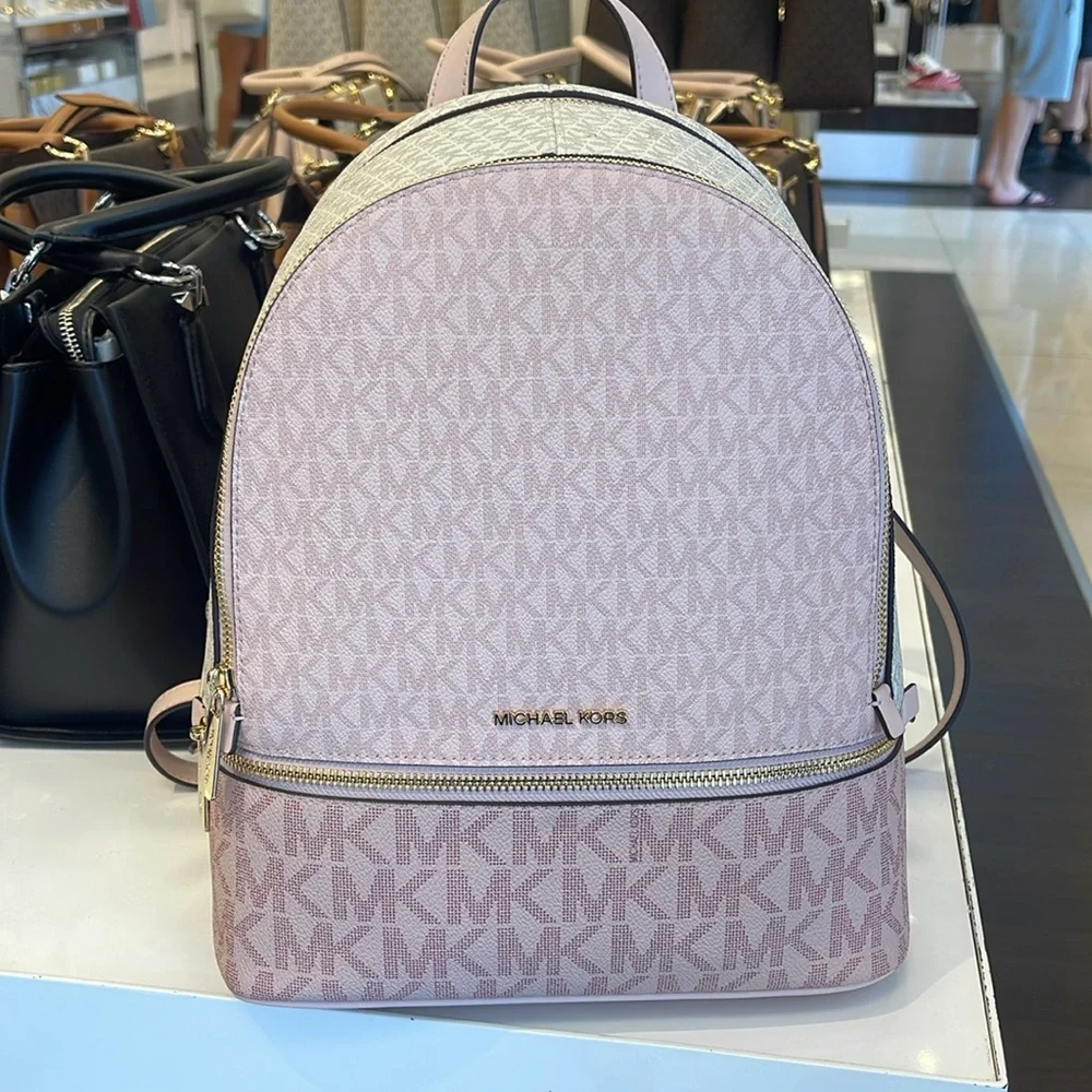 MICHAEL KORS Rhea Medm Zip Color-Block Signature Logo Backpack
PWD BLSH MLT
NWT - Picture 16 of 16